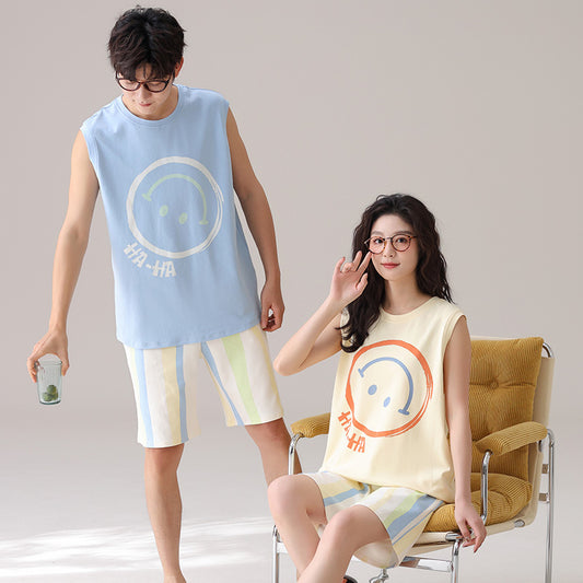 Summer Couple Pajamas - Matching Sleeveless 100% Cotton