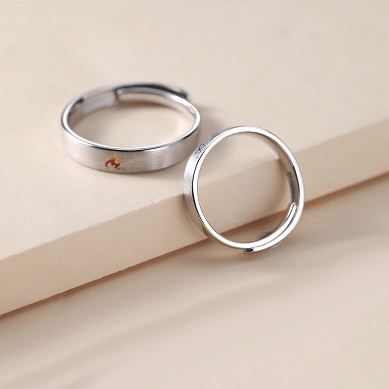 Fire and Water Matching Wedding Bands for Two