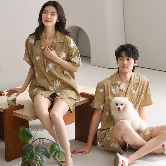 Breathable Cotton Gauze Couple's Pajama Set