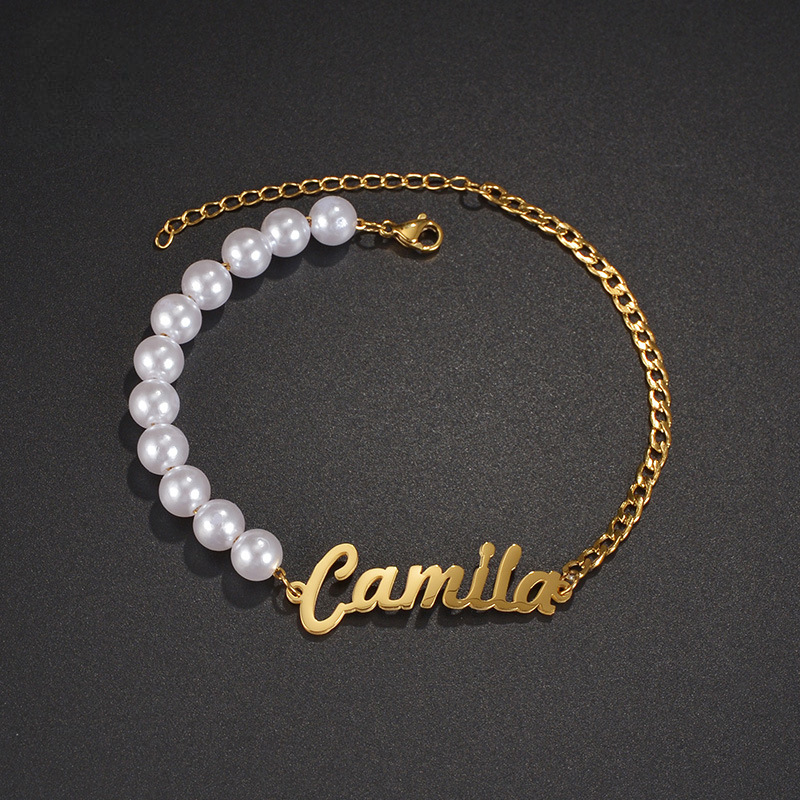 Pearls Chain Custom Name Bracelet