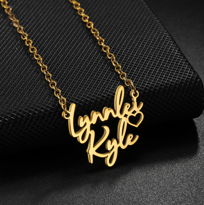 Personal Cursive Couples Name Necklace