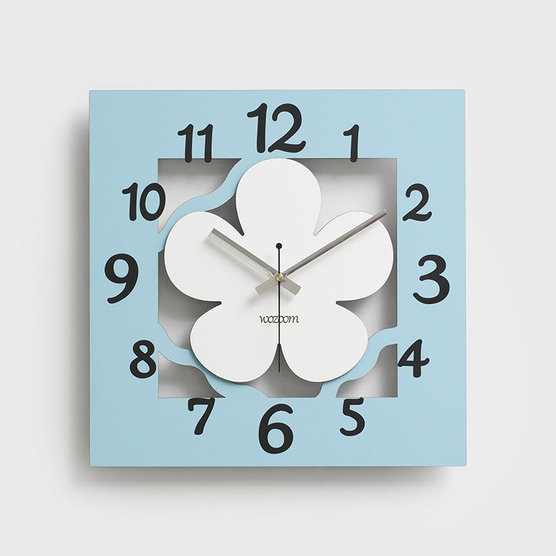 Square Flower Analog Silent Wall Clock