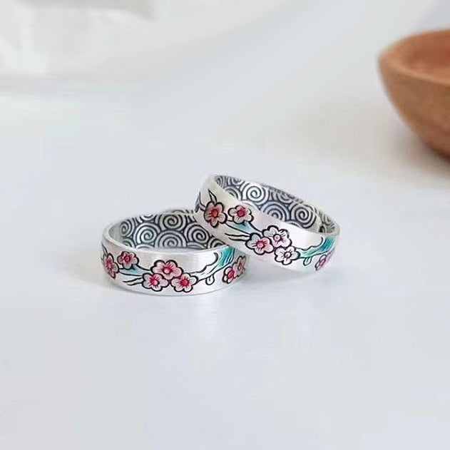 Blossom Japanese Theme Couple Rings Set Gullei.com