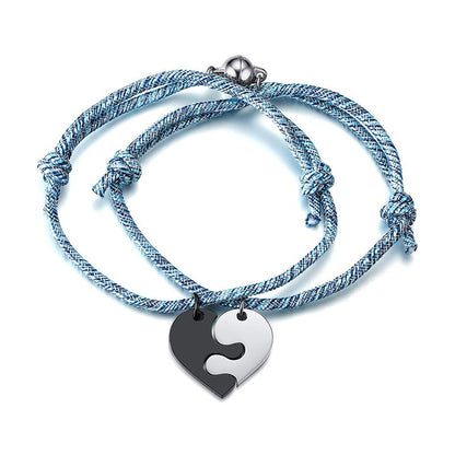 Personalized Connecting Heart Bracelets Set for 2