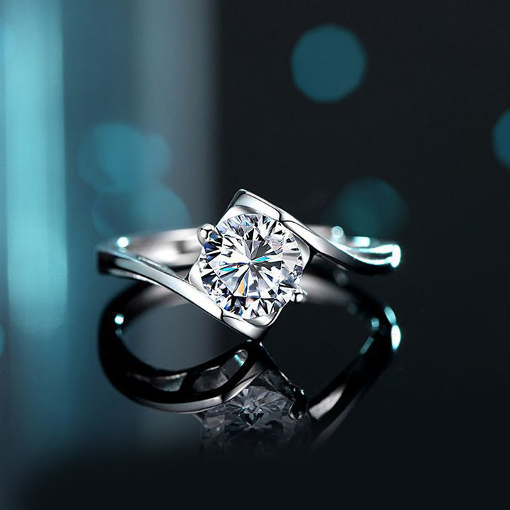 Matching Moissanite Solitaire Diamond Wedding Rings Set