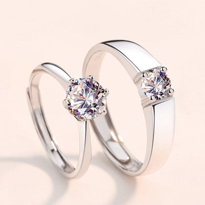 Matching Solitaire Rings Set for Two - 18K Gold Plated Sterling Silver