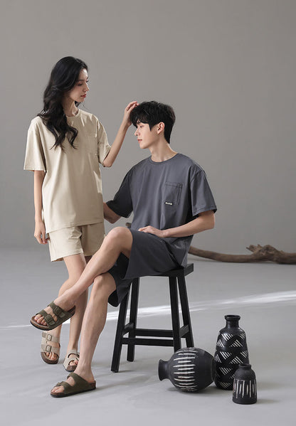 Classic Matching Couple Pajamas - Short-sleeve Premium Cotton