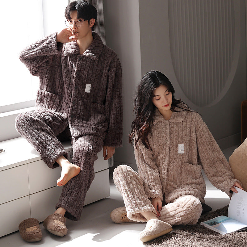 Fleece Winter Loungewear PJs Set for Couples