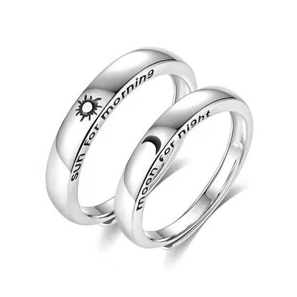 Sun and Moon Couple Promise Rings Set