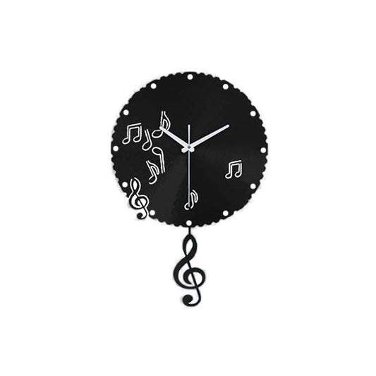 Music Notes Pendulum Silent Wall Clock – Vintage Vinyl Record Design