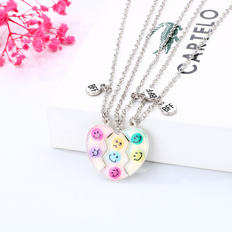 Magnetic Hearts Bff Friendship Necklaces Set for 3