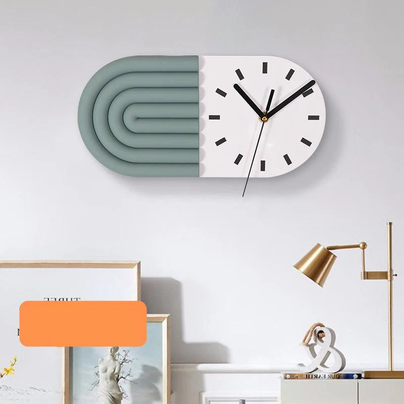 Capsule Ribbed Silent Wall Clock — 12" x 6" Acrylic