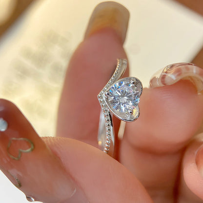 Custom Engraved Heart Women Ring Adjustable Size