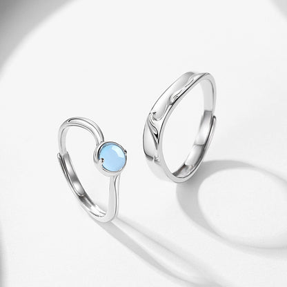 Matching Moonstone Promise Rings for Couples