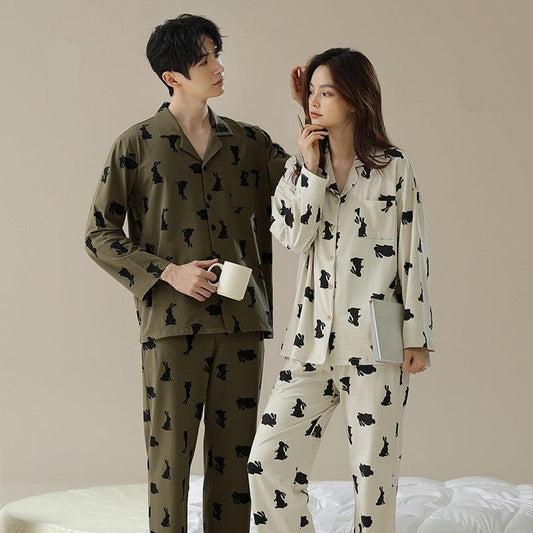 Premium Cotton Rabbits Pattern Long Sleeves Pajamas Set