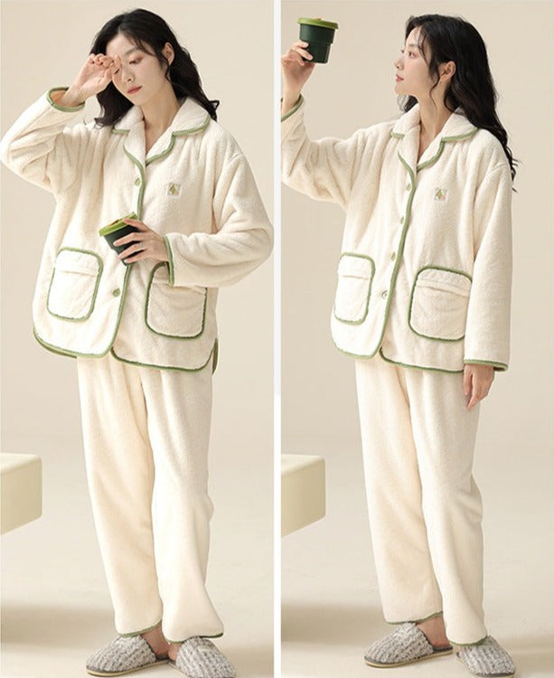 Thick Fleece Winter Pajamas Set for Couples