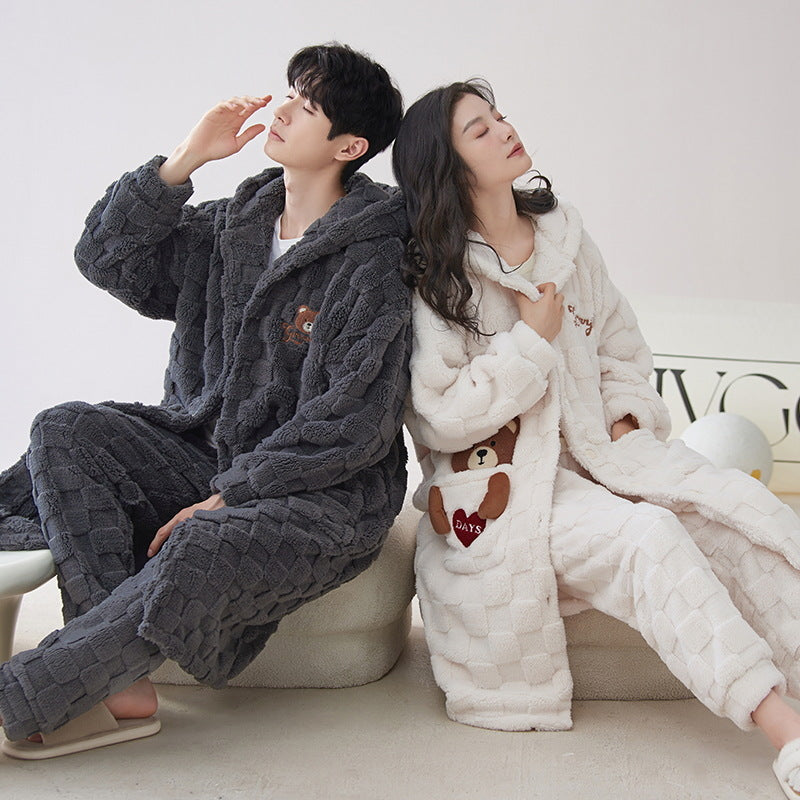 4-Piece Warm Matching Hoodie Pajamas Set