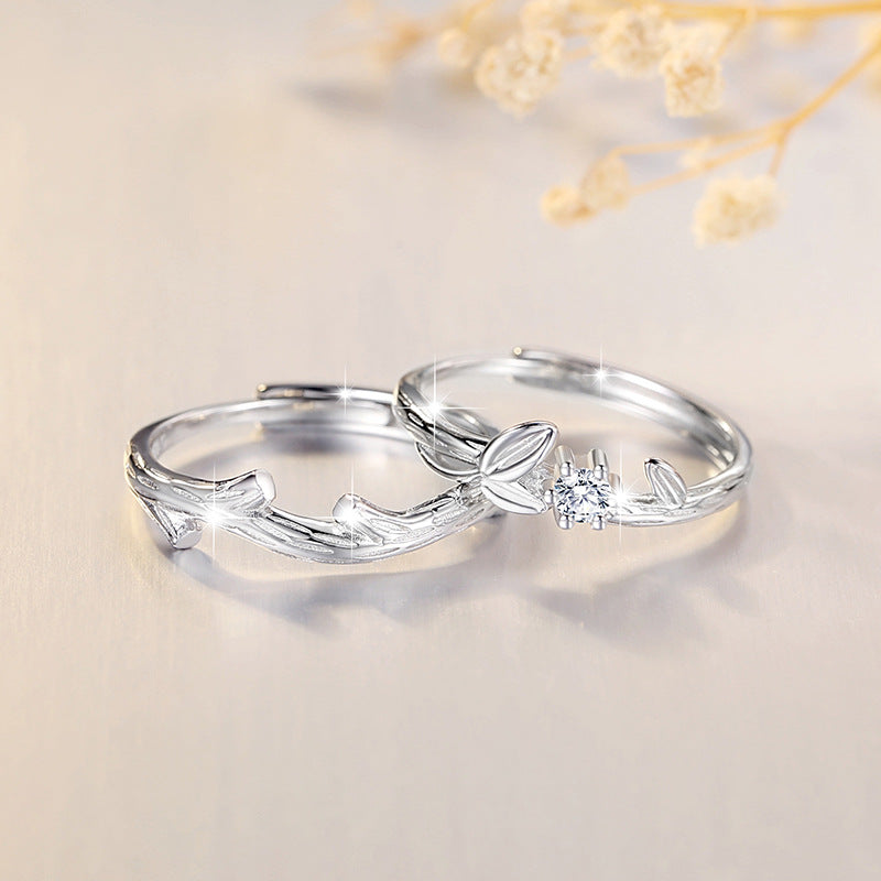 Engraved Male Female Matching Marriage Rings Set