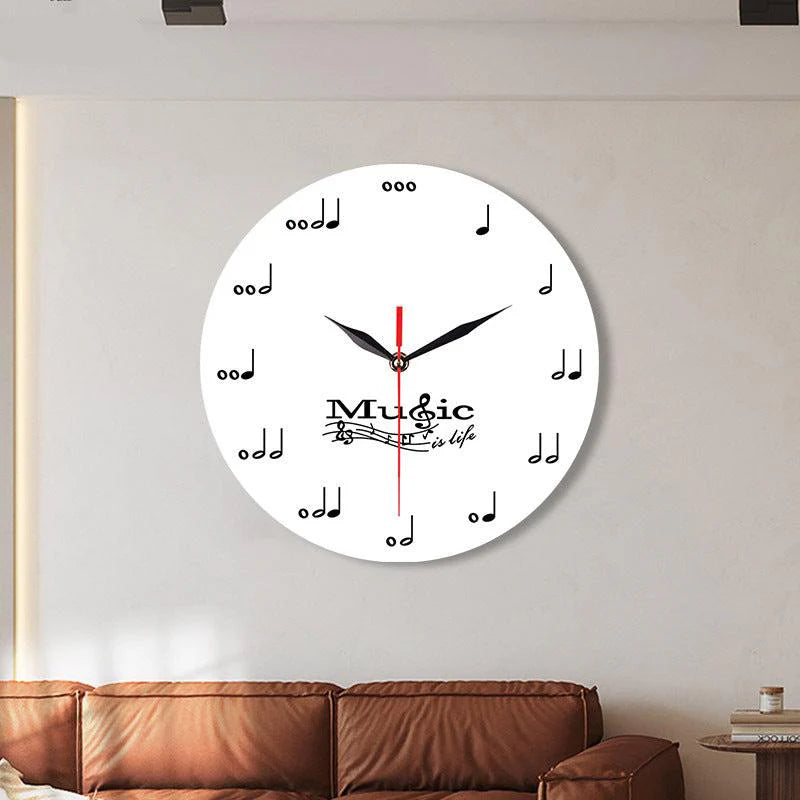 Music Notes Wall Décor Silent Circular Clock – Artistic and Stylish Design