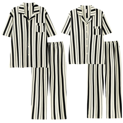 Classic Vertical Stripe Cotton Couple Pajamas