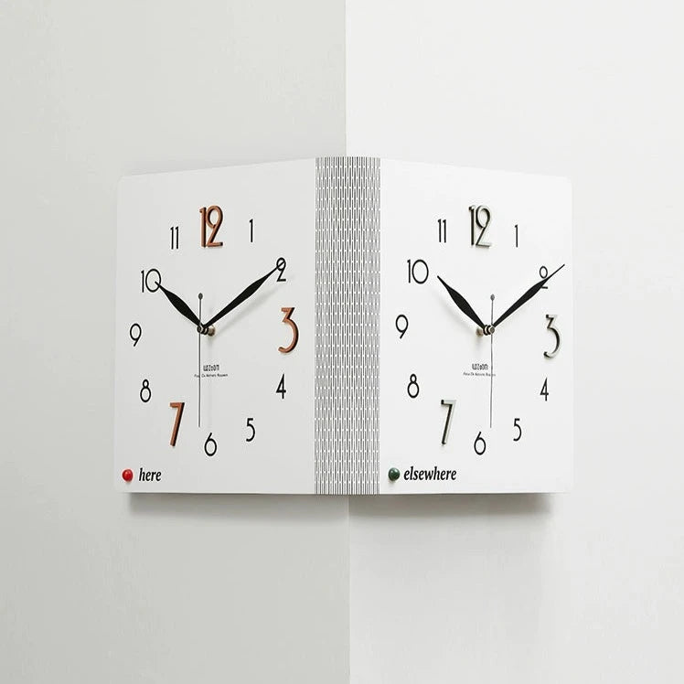 Two Sided Analog Silent Wall Corner Clock