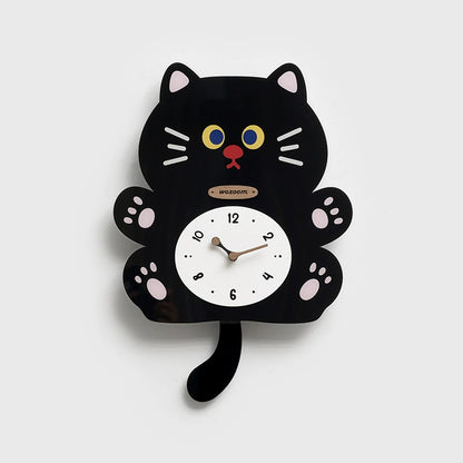 Cat-Themed Silent Wall Clock – Eco-Friendly, Artistic Design