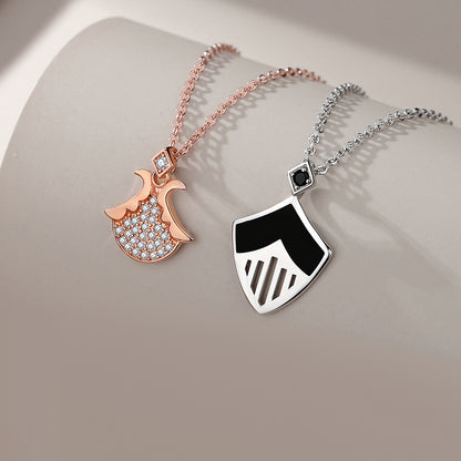 King and Queen Engravable Necklaces Set for Couples