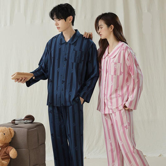 Bear Pattern Couples Pajamas Set - Premium Cotton