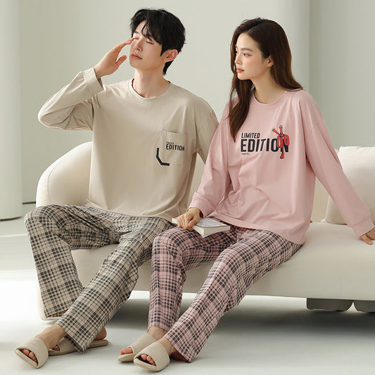 Matching 4-Piece Couples Plaid Pajamas Set 100% Cotton