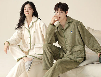 Thick Fleece Winter Pajamas Set for Couples