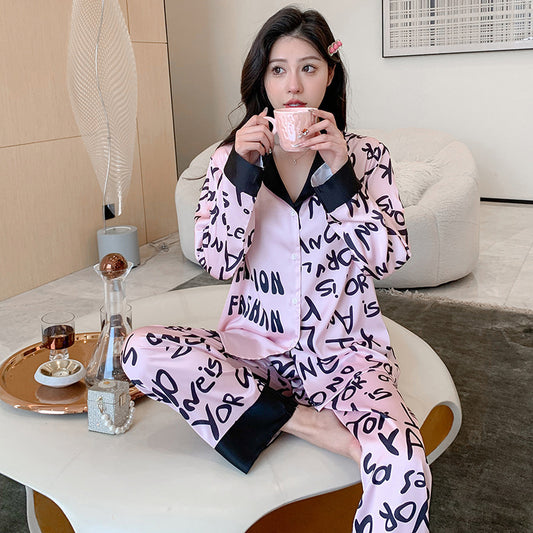 Chic Graphic Print Pajama Set for Women - Gullei