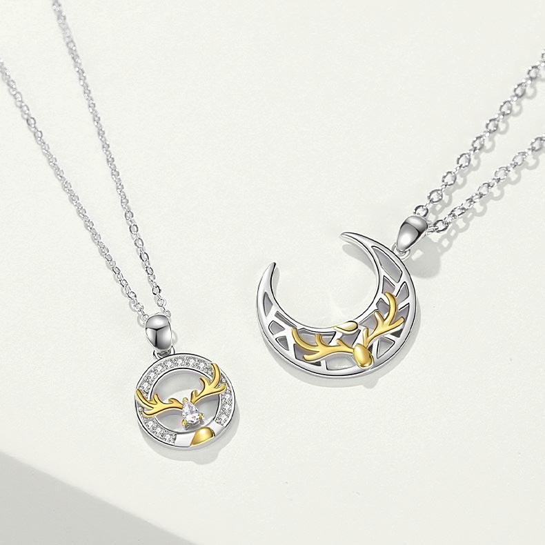 Interlocking Sun and Moon Necklaces Set