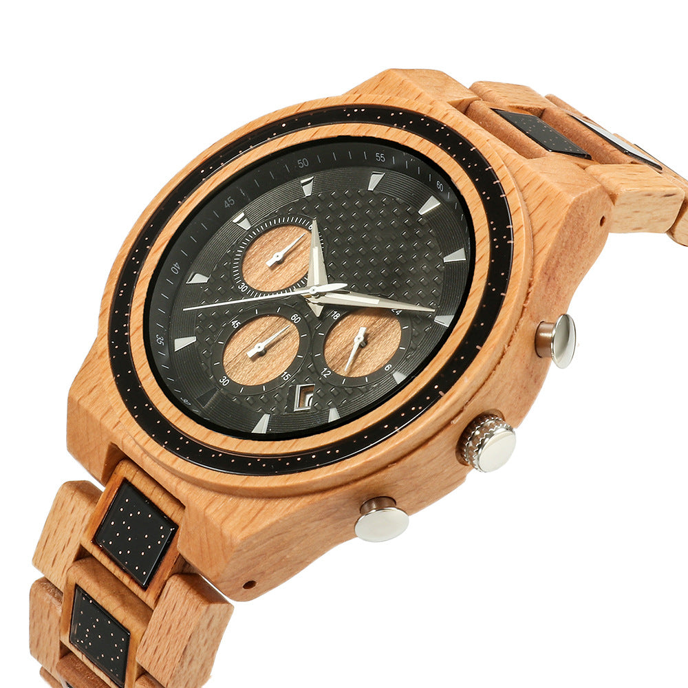 Multifunctional Matching Wood Couple Watch Set