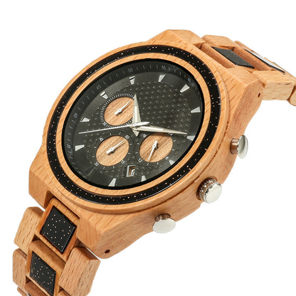 Multifunctional Matching Wood Couple Watch Set