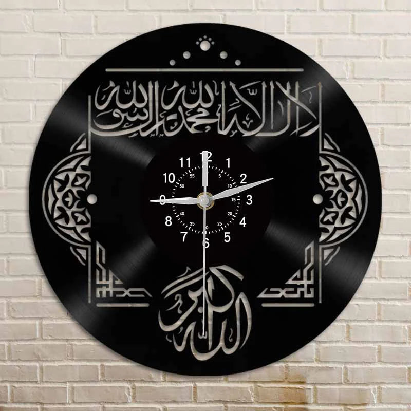 Kalma Tayyaba Islamic Silent Clock – Recycled Vinyl Record Design