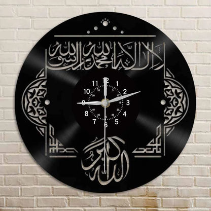 Kalma Tayyaba Islamic Silent Clock – Recycled Vinyl Record Design