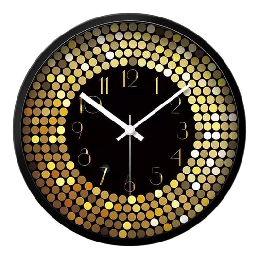 Silent Wall Clock – Glass Front Gold Dots, 30 cm
