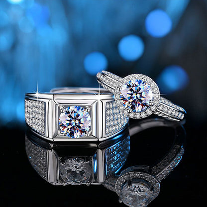 2 Carats Moissanite Diamond Anniversary Rings Gift Set