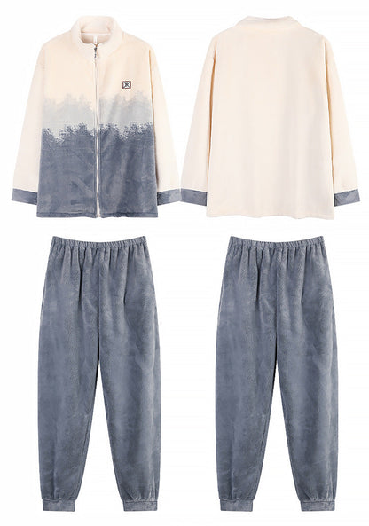 Light Sporty Couple Pajamas – Premium Flannel Zip-Up Set by Gullei