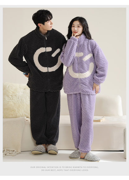 Couple Matching Nightwear Pajamas Set Pure Flannel