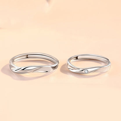 Custom Engraved Minimalist Promise Rings Set for Couples