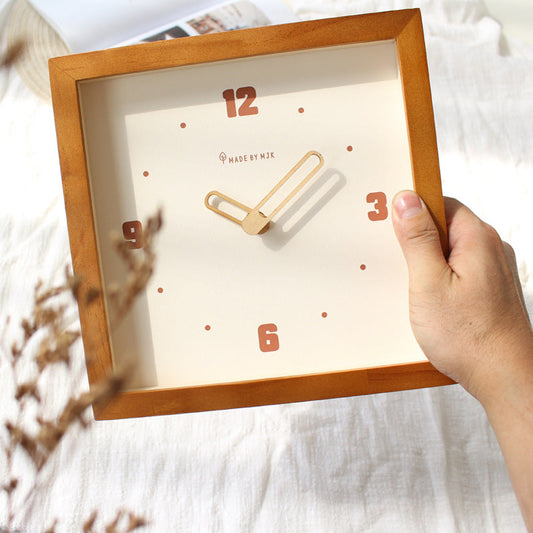 Solid Wood Silent Square Clock – Minimal Design