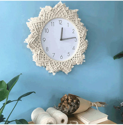 Boho Tapestry Silent Wall Clock – Nordic, Large