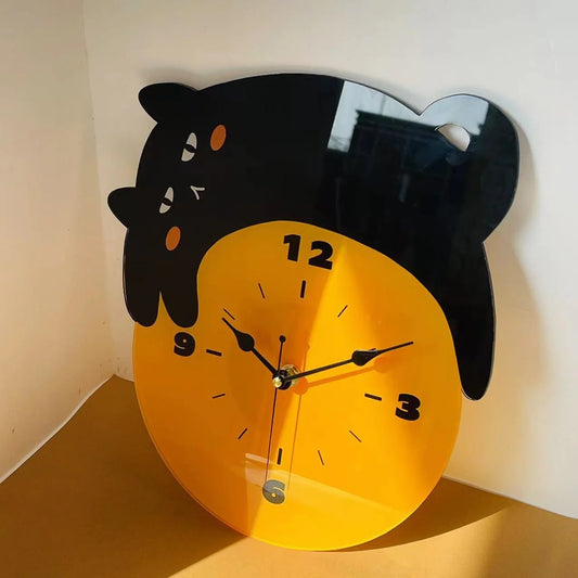 Silent Wall Clock – Sleeping Cat, 30 cm Cute Décor