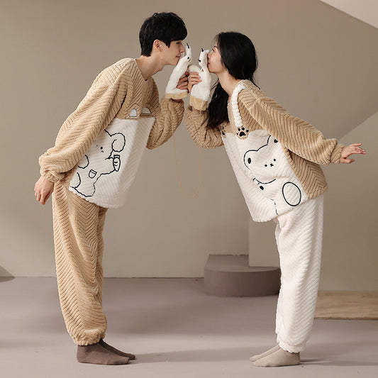 Matching Couples Fleece Pajamas Set Bear Design