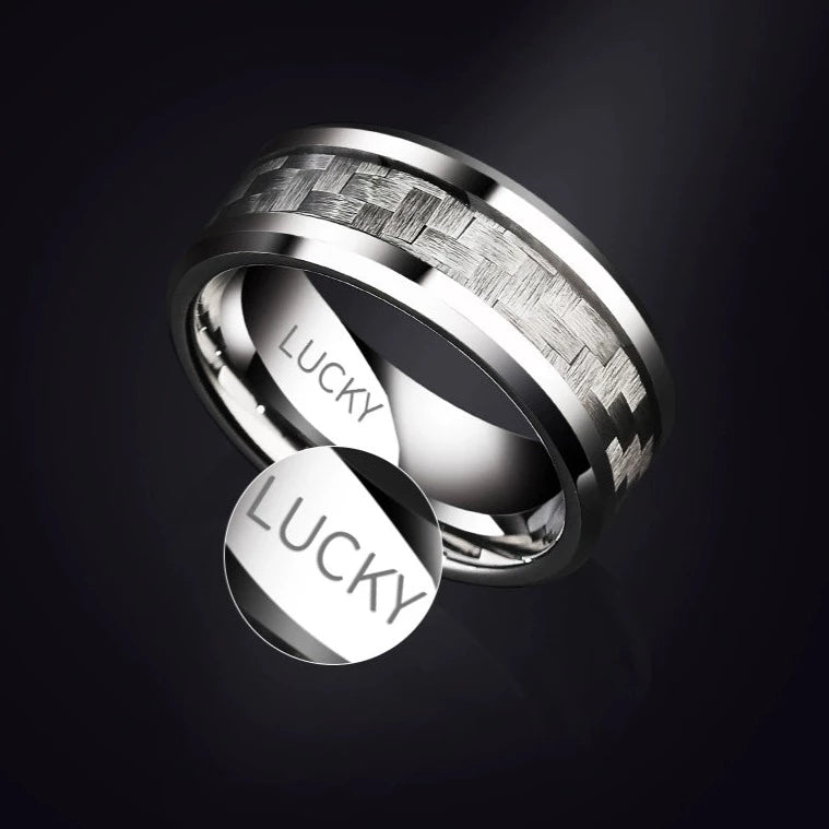 Engraved Mens Tungsten Wedding Band