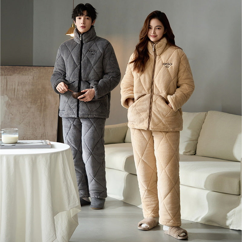 Ultra Warm Poyester Winter Pajamas Set for Couples