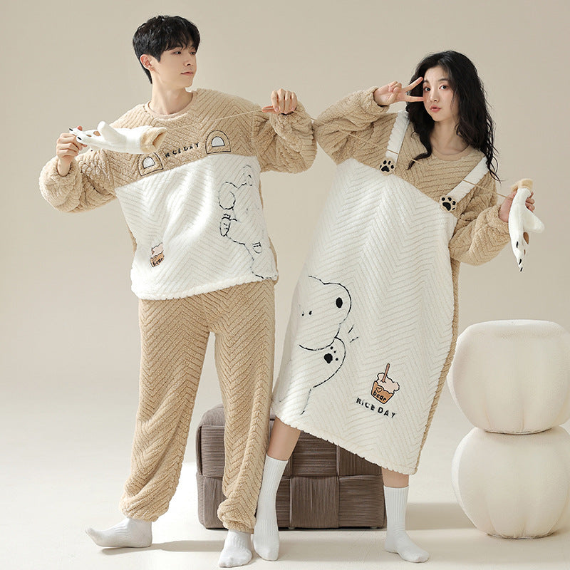 Warm Fleece Matching Couples PJs Set