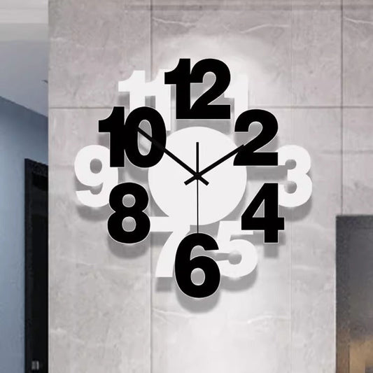 Creative Numbers Silent Wall Clock — 12" Layered Acrylic