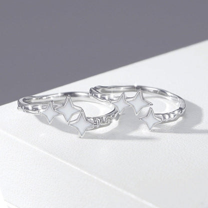 Luminous Stars Rings Set - Solid Sterling Silver - Adjustable Size